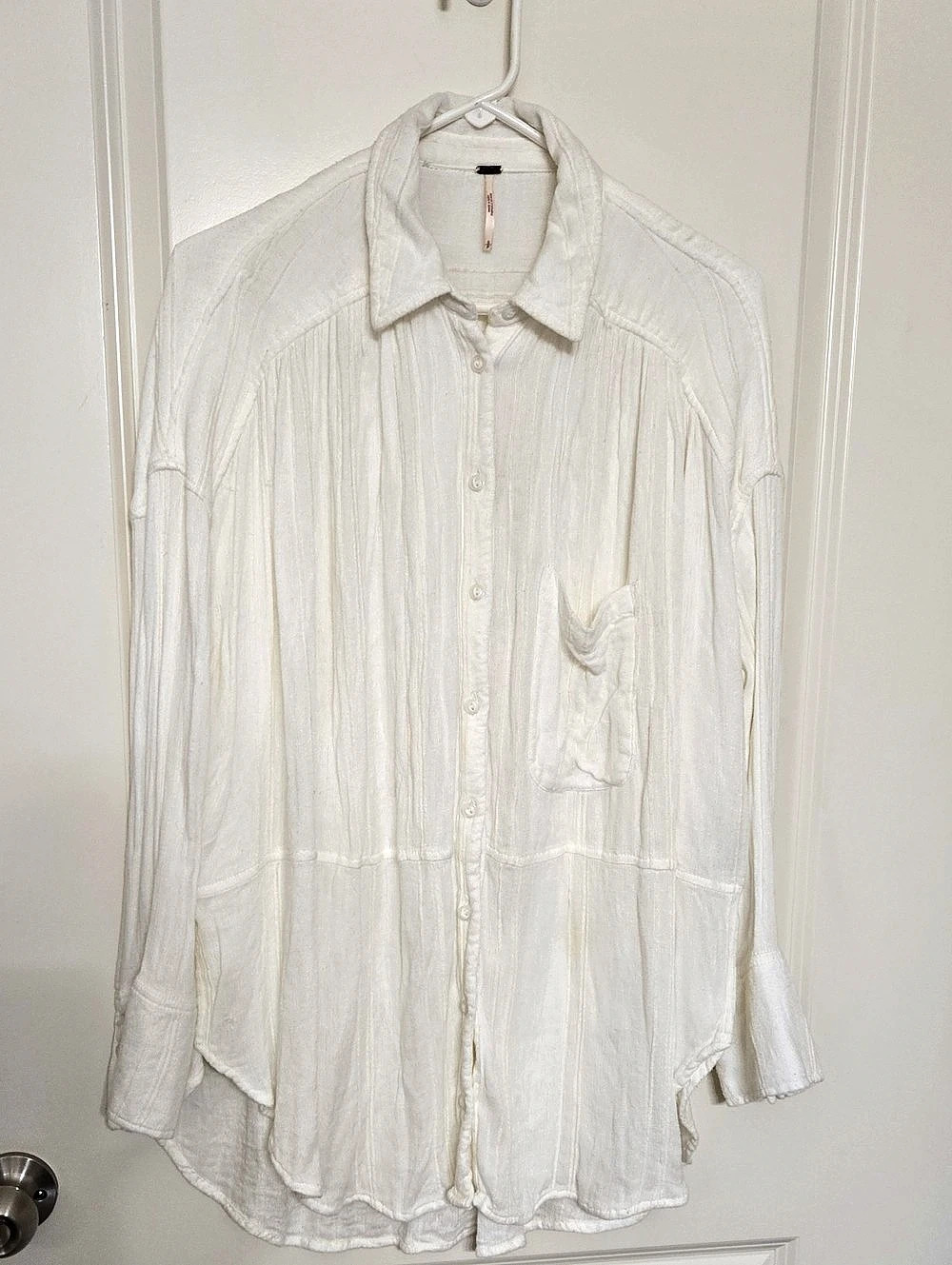 Free People Cozy Nights Button Down White Shirt